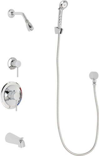  Chicago Faucets (SH-PB1-13-130) Pressure Balancing Tub and Shower Valve with Shower Head