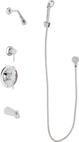  Chicago Faucets (SH-PB1-13-120) Pressure Balancing Tub and Shower Valve with Shower Head