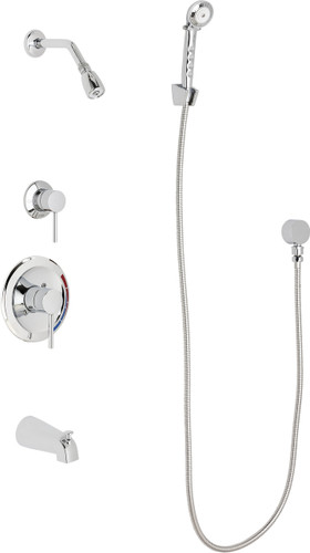  Chicago Faucets (SH-PB1-12-140) Pressure Balancing Tub and Shower Valve with Shower Head