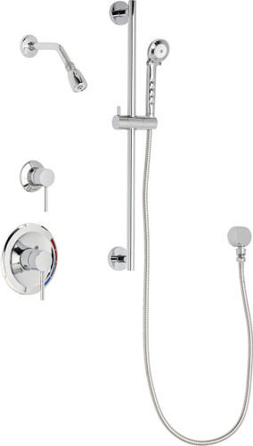  Chicago Faucets (SH-PB1-13-011) Pressure Balancing Tub and Shower Valve with Shower Head