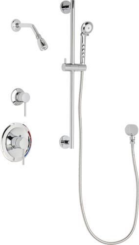  Chicago Faucets (SH-PB1-12-011) Pressure Balancing Tub and Shower Valve with Shower Head