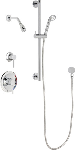  Chicago Faucets (SH-PB1-13-021) Pressure Balancing Tub and Shower Valve with Shower Head