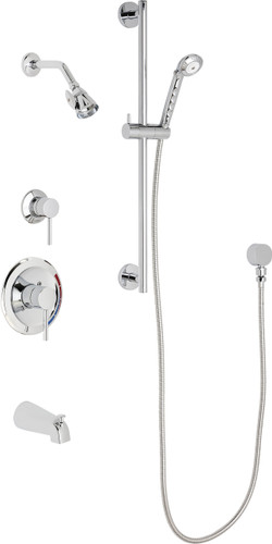  Chicago Faucets (SH-PB1-16-121) Pressure Balancing Tub and Shower Valve with Shower Head