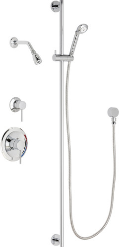  Chicago Faucets (SH-PB1-13-022) Pressure Balancing Tub and Shower Valve with Shower Head.