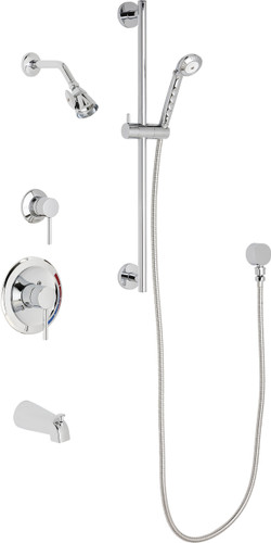  Chicago Faucets (SH-PB1-16-141) Pressure Balancing Tub and Shower Valve with Shower Head