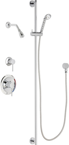  Chicago Faucets (SH-PB1-13-042) Pressure Balancing Tub and Shower Valve with Shower Head.