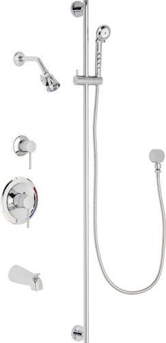  Chicago Faucets (SH-PB1-16-112) Pressure Balancing Tub and Shower Valve with Shower Head
