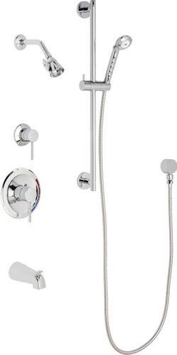  Chicago Faucets (SH-PB1-17-141) Pressure Balancing Tub and Shower Valve with Shower Head
