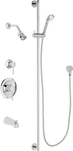  Chicago Faucets (SH-PB1-16-122) Pressure Balancing Tub and Shower Valve with Shower Head