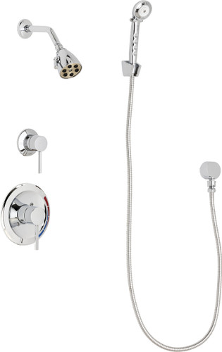  Chicago Faucets (SH-PB1-11-030) Pressure Balancing Tub and Shower Valve with Shower Head