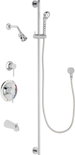  Chicago Faucets (SH-PB1-17-112) Pressure Balancing Tub and Shower Valve with Shower Head