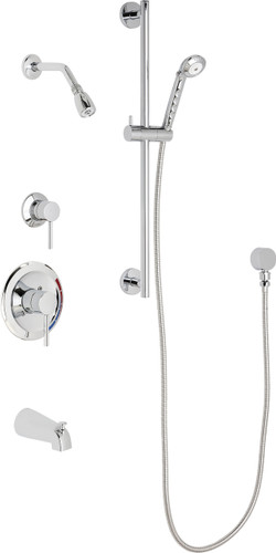  Chicago Faucets (SH-PB1-13-141) Pressure Balancing Tub and Shower Valve with Shower Head