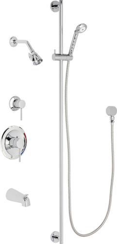  Chicago Faucets (SH-PB1-16-142) Pressure Balancing Tub and Shower Valve with Shower Head