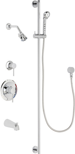  Chicago Faucets (SH-PB1-17-132) Pressure Balancing Tub and Shower Valve with Shower Head
