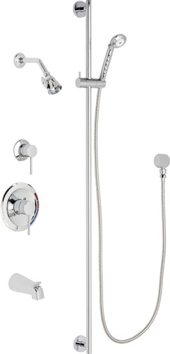  Chicago Faucets (SH-PB1-17-122) Pressure Balancing Tub and Shower Valve with Shower Head