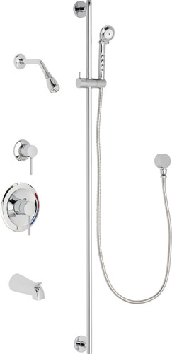  Chicago Faucets (SH-PB1-13-112) Pressure Balancing Tub and Shower Valve with Shower Head