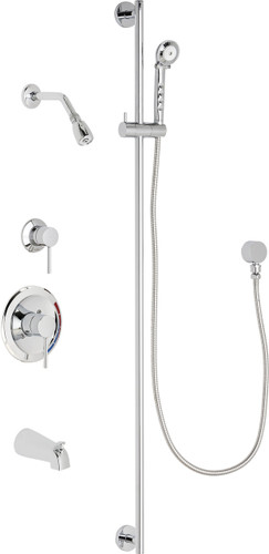  Chicago Faucets (SH-PB1-12-112) Pressure Balancing Tub and Shower Valve with Shower Head