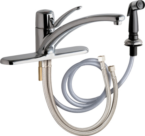  Chicago Faucets (2301-8ABCP) Single Lever Hot and Cold Water Mixing Sink Faucet with Side Spray