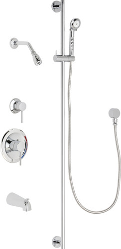  Chicago Faucets (SH-PB1-13-132) Pressure Balancing Tub and Shower Valve with Shower Head