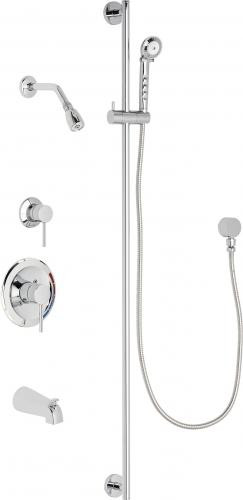  Chicago Faucets (SH-PB1-12-132) Pressure balancing tub and shower system with shower head, hand spray, and tub spout