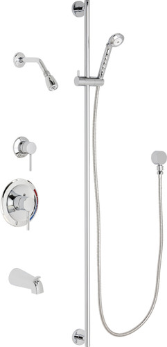  Chicago Faucets (SH-PB1-13-122) Pressure Balancing Tub and Shower Valve with Shower Head