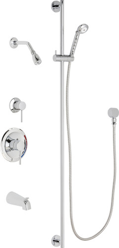  Chicago Faucets (SH-PB1-13-142) Pressure Balancing Tub and Shower Valve with Shower Head