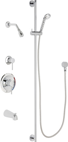  Chicago Faucets (SH-PB1-12-142) Pressure Balancing Tub and Shower Valve with Shower Head