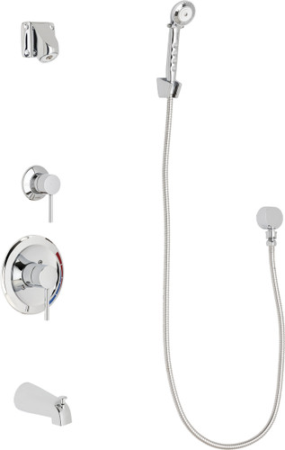  Chicago Faucets (SH-PB1-15-110) Pressure Balancing Tub and Shower Valve with Shower Head
