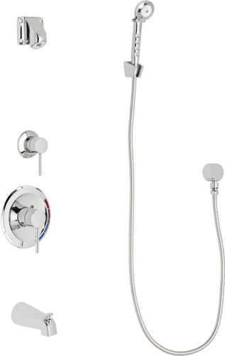  Chicago Faucets (SH-PB1-14-130) Pressure Balancing Tub and Shower Valve with Shower Head