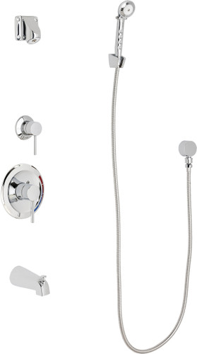  Chicago Faucets (SH-PB1-14-120) Pressure Balancing Tub and Shower Valve with Shower Head