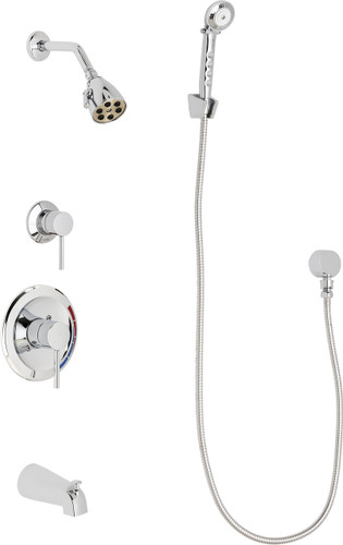  Chicago Faucets (SH-PB1-11-130) Pressure Balancing Tub and Shower Valve with Shower Head