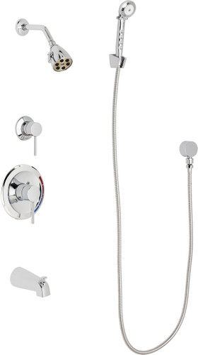  Chicago Faucets (SH-PB1-11-120) Pressure Balancing Tub and Shower Valve with Shower Head