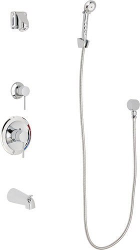  Chicago Faucets (SH-PB1-15-140) Pressure Balancing Tub and Shower Valve with Shower Head
