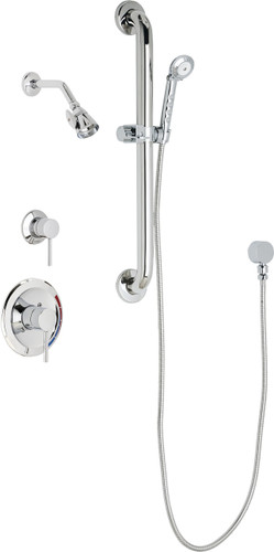  Chicago Faucets (SH-PB1-16-023) Pressure Balancing Tub and Shower Valve with Shower Head