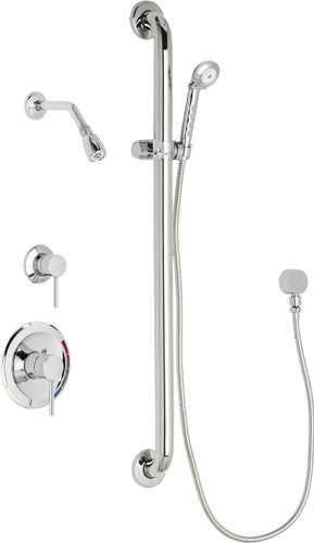  Chicago Faucets (SH-PB1-12-034) Pressure Balancing Tub and Shower Valve with Shower Head