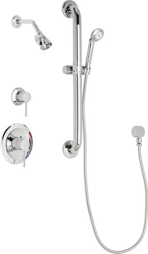  Chicago Faucets (SH-PB1-17-033) Pressure Balancing Tub and Shower Valve with Shower Head