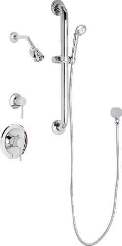  Chicago Faucets (SH-PB1-17-043) Pressure Balancing Tub and Shower Valve with Shower Head