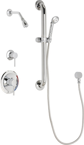  Chicago Faucets (SH-PB1-13-033) Pressure Balancing Tub and Shower Valve with Shower Head