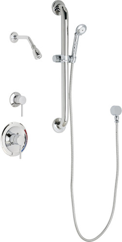  Chicago Faucets (SH-PB1-13-023) Pressure Balancing Tub and Shower Valve with Shower Head