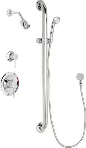  Chicago Faucets (SH-PB1-16-014) Pressure Balancing Tub and Shower Valve with Shower Head