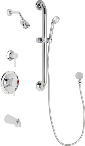  Chicago Faucets (SH-PB1-16-113) Pressure Balancing Tub and Shower Valve with Shower Head