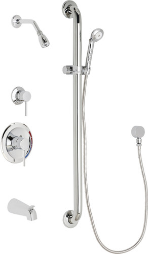  Chicago Faucets (SH-PB1-12-114) Pressure Balancing Tub and Shower Valve with Shower Head
