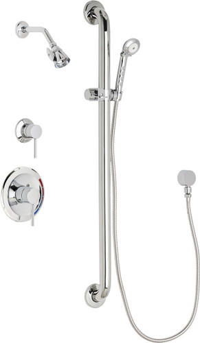  Chicago Faucets (SH-PB1-17-014) Pressure Balancing Tub and Shower Valve with Shower Head