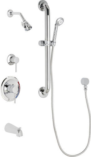  Chicago Faucets (SH-PB1-17-113) Pressure Balancing Tub and Shower Valve with Shower Head