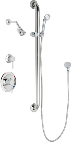  Chicago Faucets (SH-PB1-17-024) Pressure Balancing Tub and Shower Valve with Shower Head