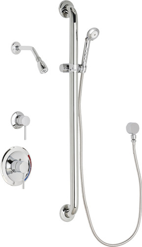  Chicago Faucets (SH-PB1-13-014) Pressure Balancing Tub and Shower Valve with Shower Head