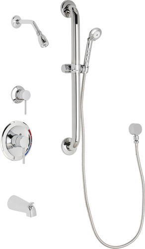  Chicago Faucets (SH-PB1-13-113) Pressure Balancing Tub and Shower Valve with Shower Head