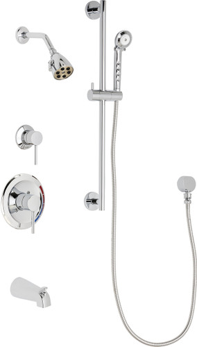  Chicago Faucets (SH-PB1-11-111) Pressure Balancing Tub and Shower Valve with Shower Head
