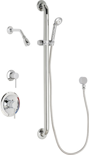  Chicago Faucets (SH-PB1-13-034) Pressure Balancing Tub and Shower Valve with Shower Head
