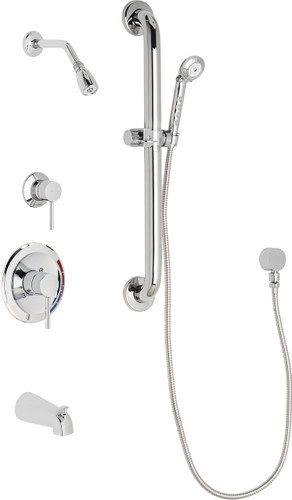  Chicago Faucets (SH-PB1-12-133) Pressure Balancing Tub and Shower Valve with Shower Head